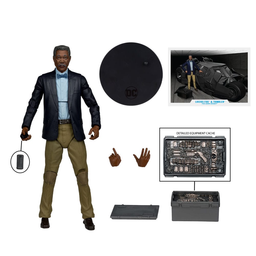 DC Multiverse Fahrzeug Tumbler mit Lucius Fox (The Dark Knight) (Gold Label)